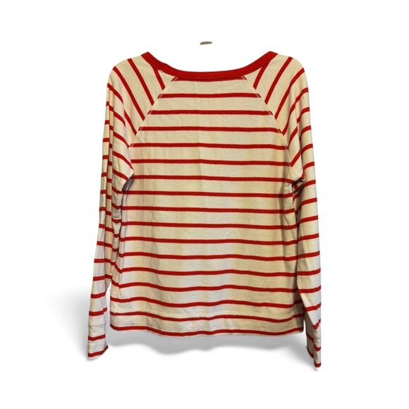 Gap Top Red and White Strip Long Sleeve Casual Office Size Medium - Picture 2 of 5